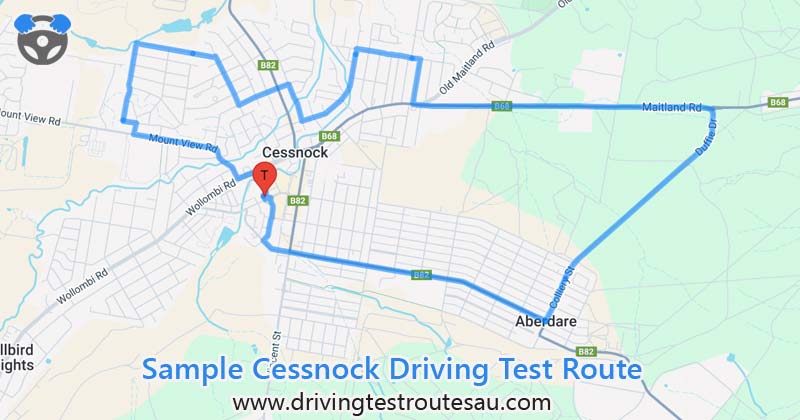 Cessnock driving test routes map