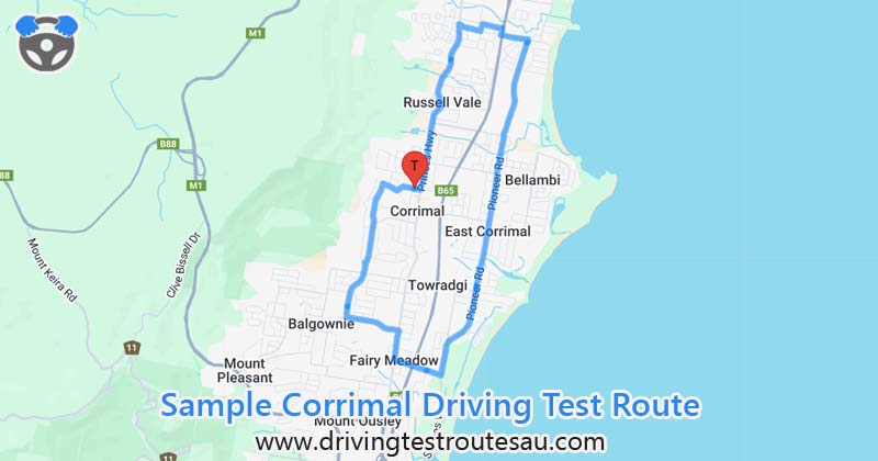 Corrimal driving test routes map