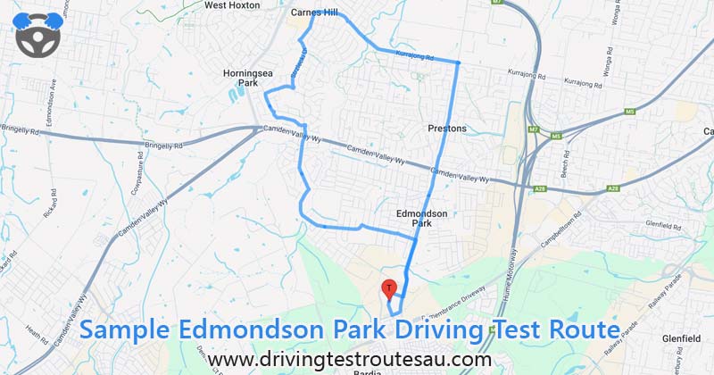 Edmondson Park driving test routes map