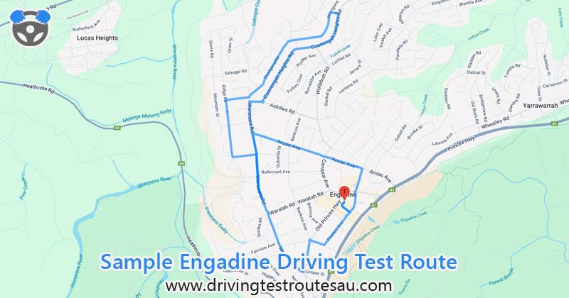 Engadine driving test routes map