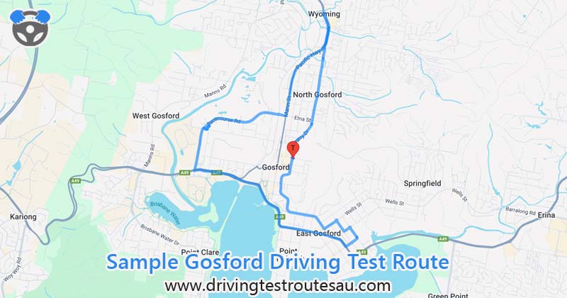 Gosford driving test routes map