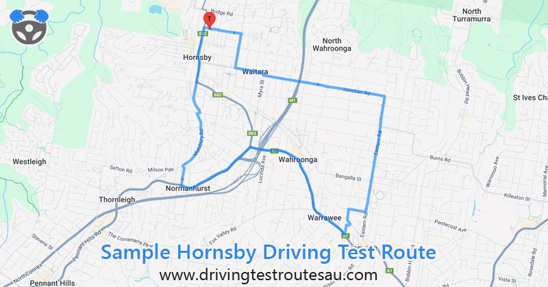 Hornsby driving test routes map