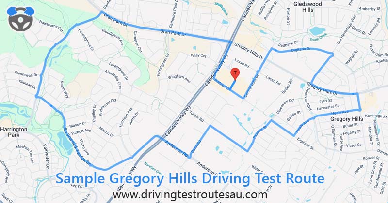 Gregory Hills driving test routes map