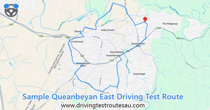 Queanbeyan East driving test routes map