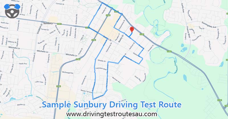 Sunbury driving test routes map