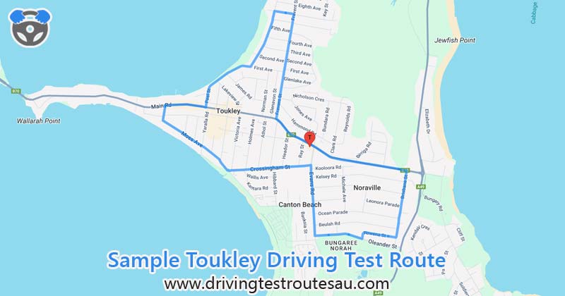 Toukley driving test routes map