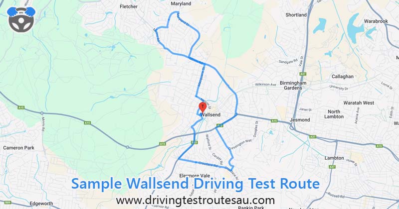 Wallsend driving test routes map