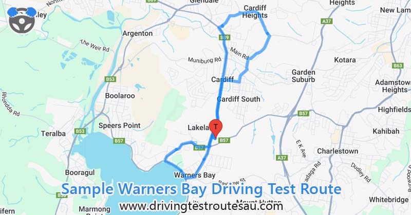 Warners Bay driving test routes map