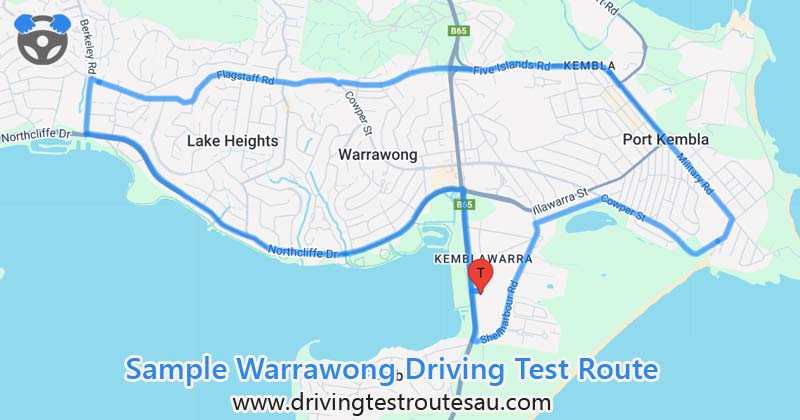 Warrawong driving test routes map